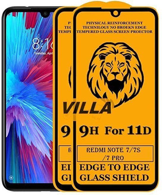 VILLA Edge To Edge Tempered Glass for Mi Redmi Note 7 - 9H Hardness, Oleophobic Coating, Bubble-Free Screen Protector(Pack of 2)