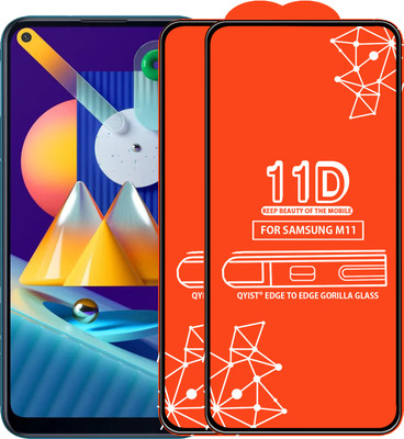 Qyist Edge To Edge Tempered Glass for Samsung Galaxy M11(Pack of 2)