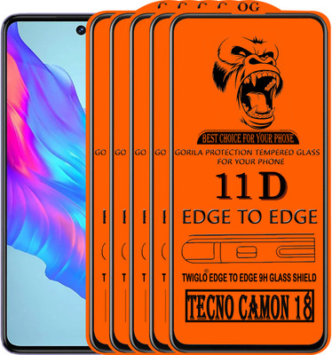 TWIGLO Edge To Edge Tempered Glass for TECNO CAMON 18(Pack of 5)