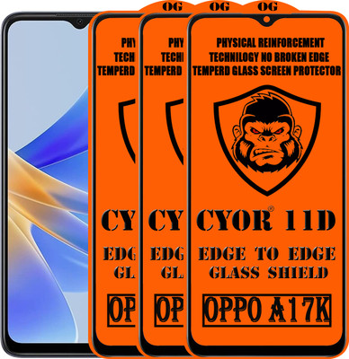 CYOR Edge To Edge Tempered Glass for OPPO A17K(Pack of 3)