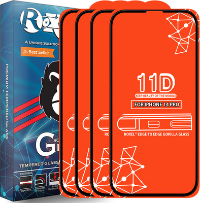 Roxel Edge To Edge Tempered Glass for Iphone 14 Pro(Pack of 4)