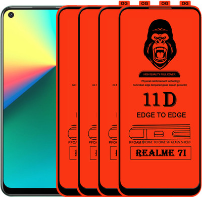 Laxdom Edge To Edge Tempered Glass for REALME 7I(Pack of 4)