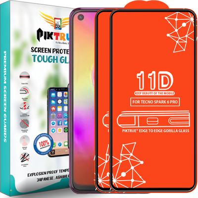 PikTrue Edge To Edge Tempered Glass for Tecno Spark 6 Pro(Pack of 2)