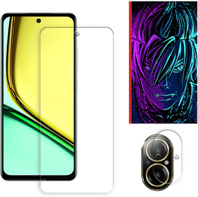 SOMTONE Edge To Edge Tempered Glass for Realme 12 Lite 4G Tempered Glass Screen Protector | Anti-Scratch | Edge to Edge Full Coverage | 9H Hardness (1 FRONT SCREEN GUARD + 1 CAMERA LENS PROTECTOR + 1 FREE BACK EMBOSSED SKIN002)(Pack of 1)