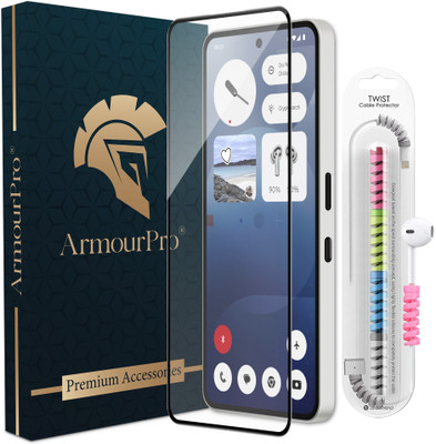 ArmourPro Edge To Edge Tempered Glass for Nothing Phone 3A 5G, Nothing Phone 3A, Nothing 3A 5G, Nothing 3A, OG Tempered Glass with Cable Protector(Pack of 1)