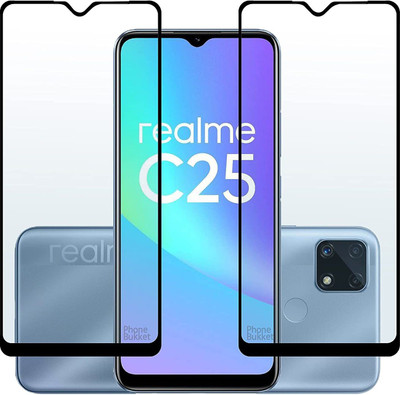 NIMMIKA ENTERPRISES Edge To Edge Tempered Glass for Realme C25 D+ Tempered Glass(Pack of 2)