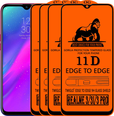 TWIGLO Edge To Edge Tempered Glass for REALME 3 PRO(Pack of 4)