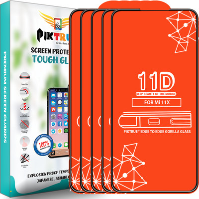 PikTrue Edge To Edge Tempered Glass for Mi 11X(Pack of 5)