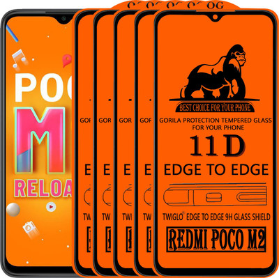 TWIGLO Edge To Edge Tempered Glass for REDMI POCO M2(Pack of 5)