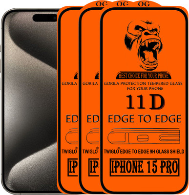 TWIGLO Edge To Edge Tempered Glass for IPHONE 15 PRO(Pack of 3)