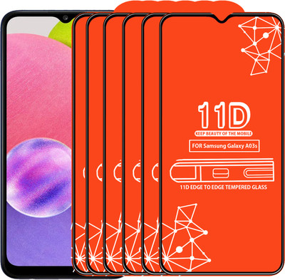 Roxel Edge To Edge Tempered Glass for Samsung Galaxy A03S(Pack of 6)