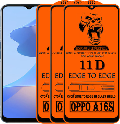 CYOR Edge To Edge Tempered Glass for OPPO A16S(Pack of 3)