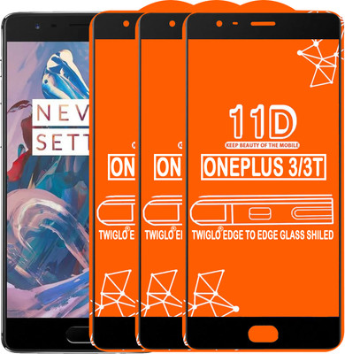TWIGLO Edge To Edge Tempered Glass for OnePlus 3T(Pack of 3)