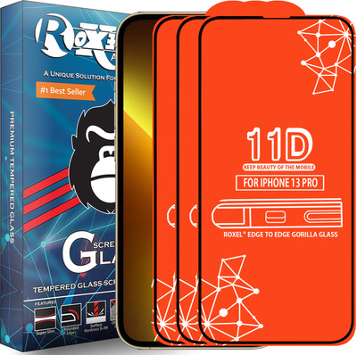 Roxel Edge To Edge Tempered Glass for Iphone 13 Pro(Pack of 3)