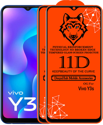 DeepzHub Edge To Edge Tempered Glass for Vivo Y3s(Pack of 2)
