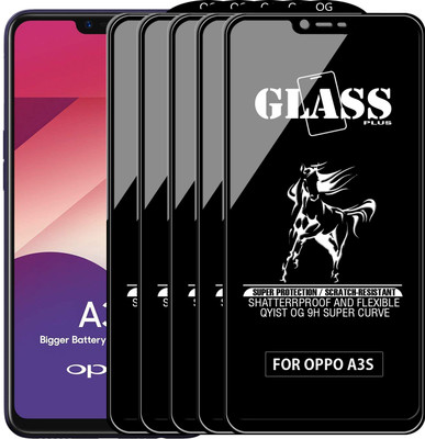 Qyist Edge To Edge Tempered Glass for Oppo A3s(Pack of 5)