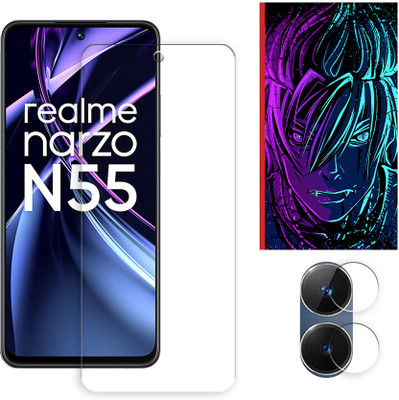 ARBAN Edge To Edge Tempered Glass for Realme Narzo N55 4G Tempered Glass Screen Protector | Anti-Scratch | Edge to Edge Full Coverage | 9H Hardness (1 FRONT SCREEN GUARD + 1 CAMERA LENS PROTECTOR + 1 FREE BACK EMBOSSED SKIN002)(Pack of 1)