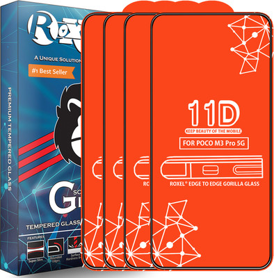 Roxel Edge To Edge Tempered Glass for Poco M3 Pro 5G(Pack of 4)