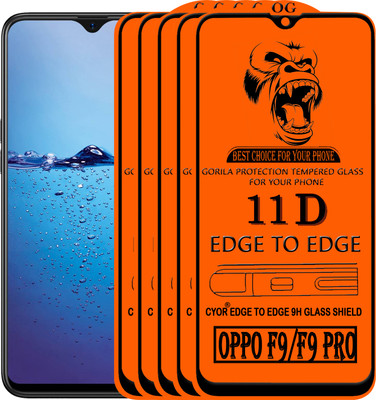 CYOR Edge To Edge Tempered Glass for Oppo F9(Pack of 5)