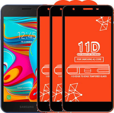 Qyist Edge To Edge Tempered Glass for Samsung Galaxy A2 Core(Pack of 3)