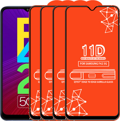 Qyist Edge To Edge Tempered Glass for Samsung Galaxy F42 5G(Pack of 4)