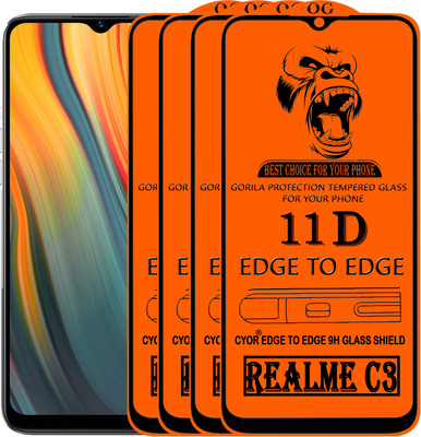 CYOR Edge To Edge Tempered Glass for REALME C3(Pack of 4)