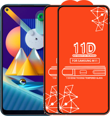 Qyist Edge To Edge Tempered Glass for Samsung Galaxy M11(Pack of 2)