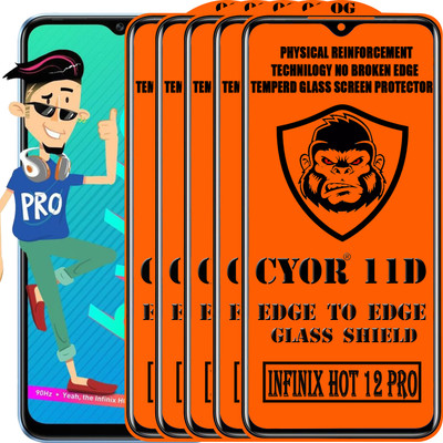 CYOR Edge To Edge Tempered Glass for INFINIX HOT 12 PRO(Pack of 5)