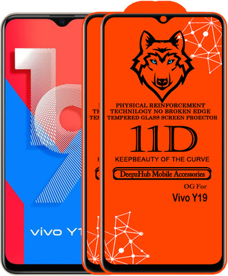 DeepzHub Edge To Edge Tempered Glass for Vivo Y19(Pack of 2)