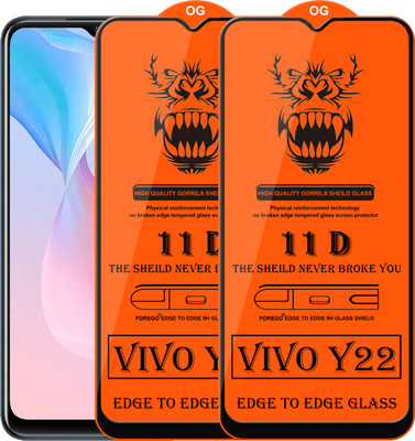 Forego Edge To Edge Tempered Glass for Vivo Y22(Pack of 2)