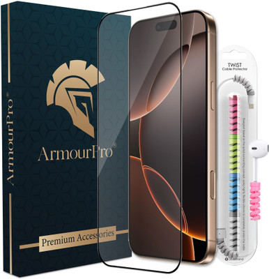 ArmourPro Edge To Edge Tempered Glass for iPhone 16 Pro Max, Apple iPhone 16 Pro Max, 16 Pro Max, OG Tempered Glass with Cable Protector(Pack of 1)