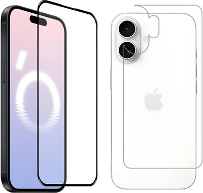Bulkwala Edge To Edge Tempered Glass for Front Back Screen Protector With Camera lens Protector For iPhone -16 || Front Back Guard with Camera Glass Compatible with iPhone-16 Case Friendly, Easy Installation (Pack of 3)(Pack of 3)