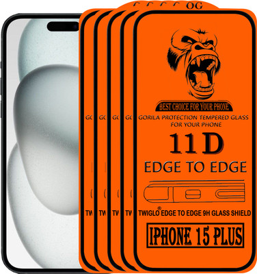 TWIGLO Edge To Edge Tempered Glass for IPHONE 15 PLUS(Pack of 5)