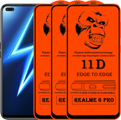 TOPTEMPER Edge To Edge Tempered Glass for REALME 6 PRO(Pack of 3)