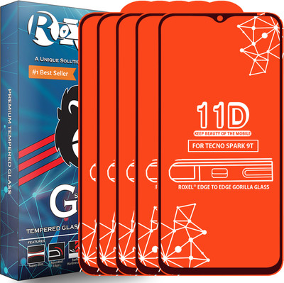 Roxel Edge To Edge Tempered Glass for Tecno Spark 9T(Pack of 5)