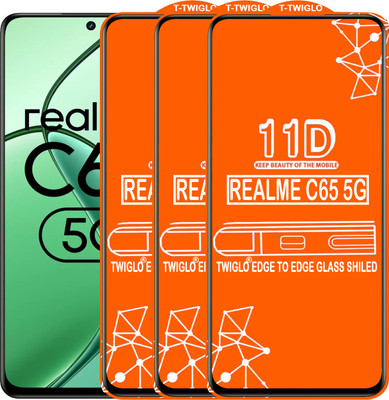 TWIGLO Edge To Edge Tempered Glass for REALME C65 5G(Pack of 3)