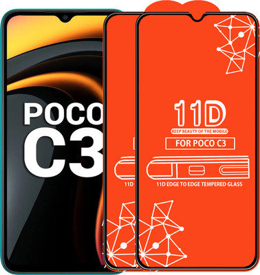 Roxel Edge To Edge Tempered Glass for Poco C3(Pack of 2)