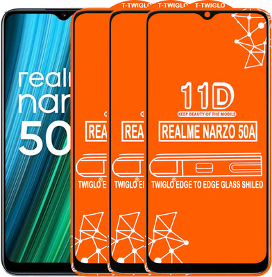 TWIGLO Edge To Edge Tempered Glass for REALME NARZO 50A(Pack of 3)