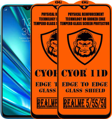 CYOR Edge To Edge Tempered Glass for REALME 5S(Pack of 2)