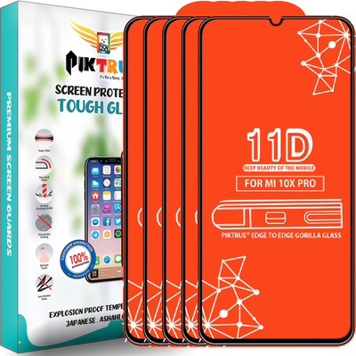 PikTrue Edge To Edge Tempered Glass for Redmi 10X Pro 5G(Pack of 5)