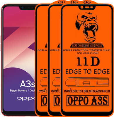 CYOR Edge To Edge Tempered Glass for Oppo A3s(Pack of 3)
