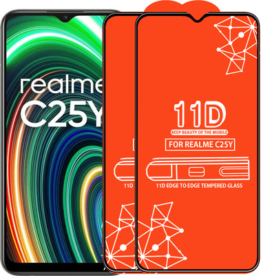 Qyist Edge To Edge Tempered Glass for Realme C25Y(Pack of 2)