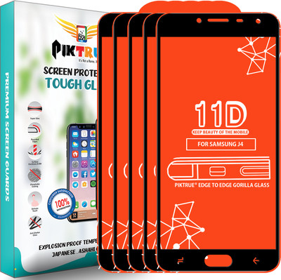 PikTrue Edge To Edge Tempered Glass for Samsung Galaxy J4(Pack of 5)