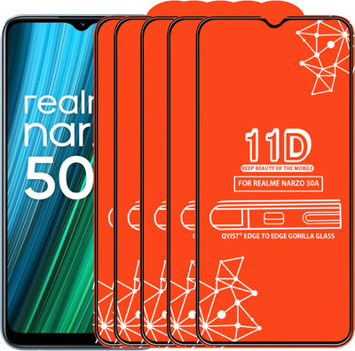 Qyist Edge To Edge Tempered Glass for Realme Narzo 50A(Pack of 5)