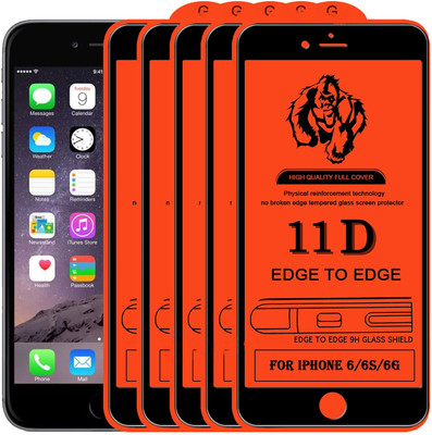 NaturalBuy Edge To Edge Tempered Glass for IPhone 6( 11D-Pack of 5)(Pack of 5)