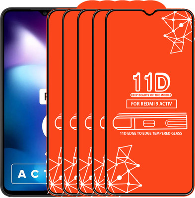 Qyist Edge To Edge Tempered Glass for Redmi 9 Activ(Pack of 5)