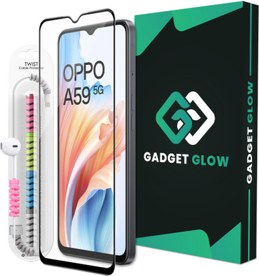Gadget Glow Edge To Edge Tempered Glass for Oppo A59 5G, Oppo A59, A59 5G, OG Tempered Glass with Cable Protector(Pack of 1)