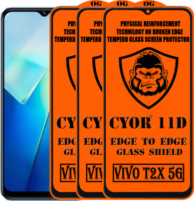 CYOR Edge To Edge Tempered Glass for VIVO T2X 5G(Pack of 3)