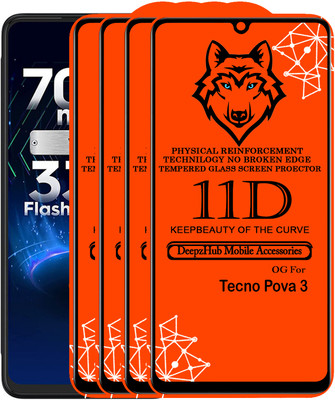 DeepzHub Edge To Edge Tempered Glass for Tecno Pova 3(Pack of 4)