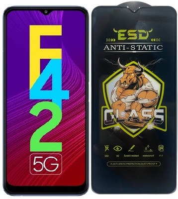 Obstinate Edge To Edge Tempered Glass for Samsung Galaxy F42 5G, BLATE ESD, Bull King ESD, Edge to Edge, Anti Static, Dustproof(Pack of 1)